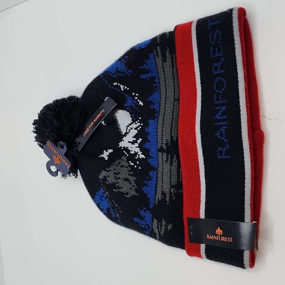 RAINFOREST BEANIE HAT, NAVY, LINED WITH FLEECE FOR WARMTH, UNISEX - Picture 5 of 8